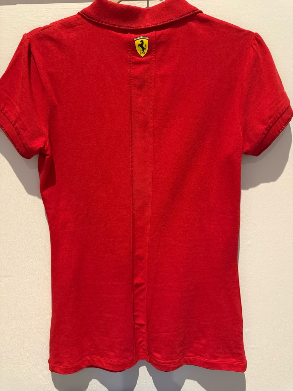 Ferrari Red Women's Polo Shirt with Embossed Shield - Picture 5 of 6